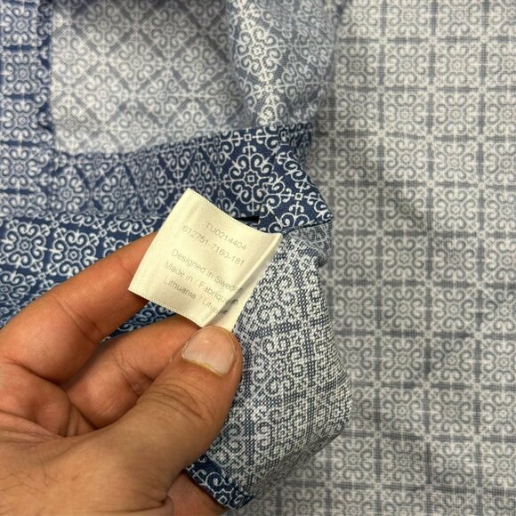 Stenstroms Fitted Body Dress Shirt Stretch Geometric Long Sleeve Blue 46 18 XXL - Picture 9 of 9